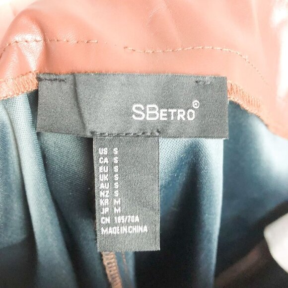 S Betro High Rise Brown Faux Leather Split Hem Leggings Small - Picture 9 of 10